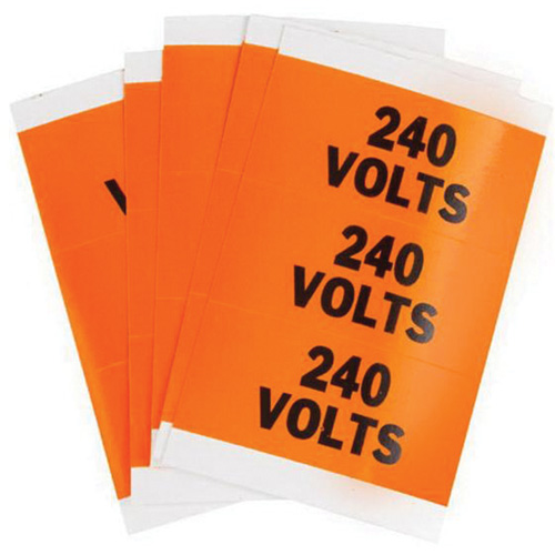 Porta-Pack "240 Volts" Labels, Cloth, 3.25" L x 0.5625" H, Orange