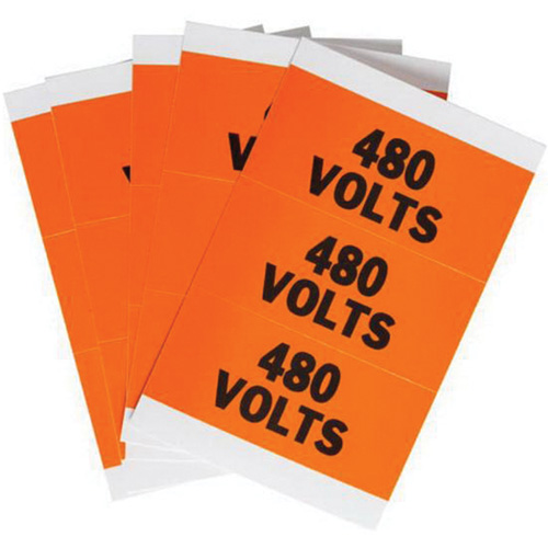 Porta-Pack "480 Volts" Labels, Cloth, 3.25" L x 0.536" H, Orange