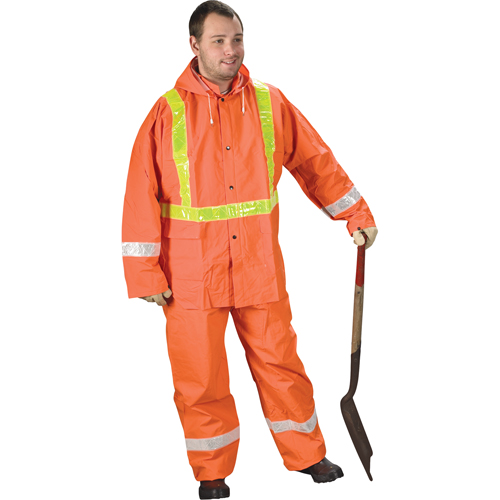 Tornado Traffic Rain Suit, PVC, Small, High Visibility Orange