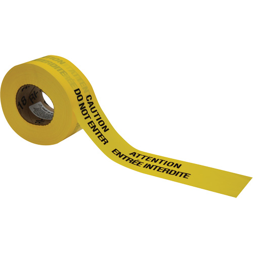 Barricade Tape, Bilingual, 3" W x 1000' L, 3.5 mils, Black on Yellow