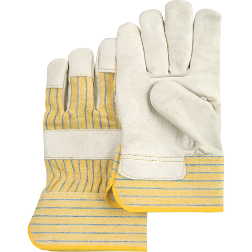 Standard-Duty Dry-Palm Fitters Gloves, Large, Grain Cowhide Palm, Cotton Inner Lining