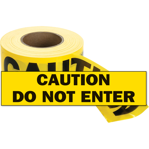 Barricade Tape, English, 3" W x 1000' L, 2 mils, Black on Yellow