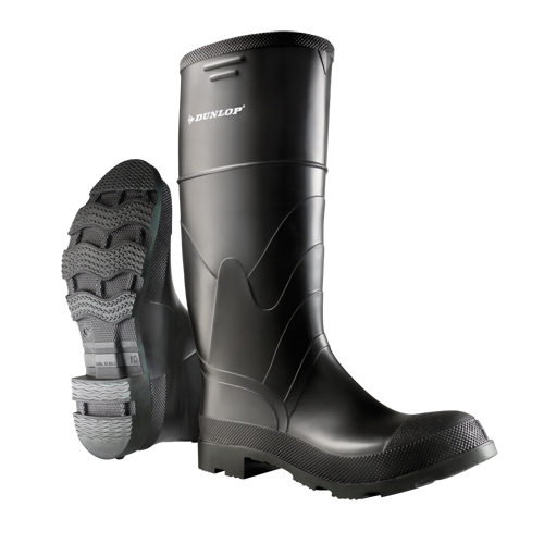 16" Economy Boots, PVC, Steel Toe, Size 10, Puncture Resistant Sole