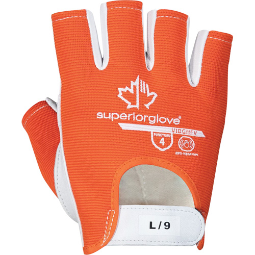 Vibrastop™ Half-Finger Vibration-Dampening Gloves, Size Large, Goatskin Palm