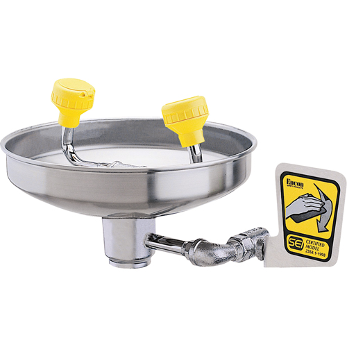 Eyewash With Acetal Heads, Wall-Mount Installation, Stainless Steel Bowl