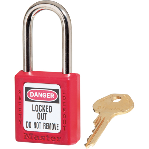 410 Zenex™ Safety Padlock, Red, Keyed Different, Thermoplastic, 1-1/2" Width