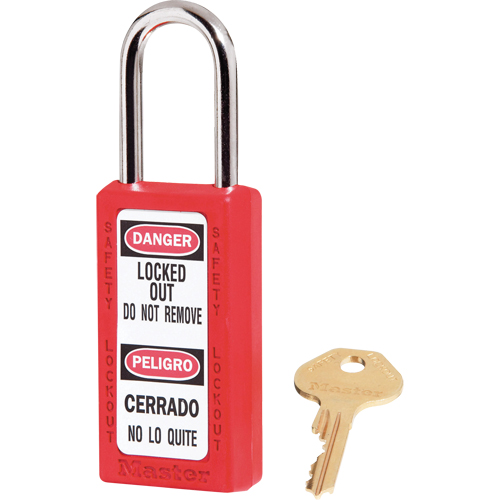 411 Zenex™ Safety Padlock, Red, Keyed Different, Thermoplastic, 1-1/2" Width