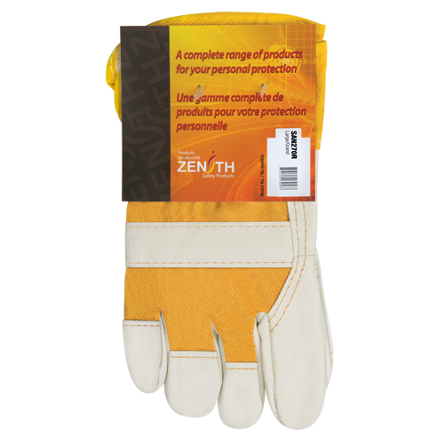 Furniture Leather Gloves, Large, Grain Cowhide Palm, Cotton Inner Lining