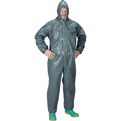 2.0 Mil CRFR Hooded Coveralls, X-Large, Grey, FR Treated Fabric