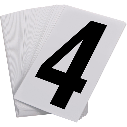 Pressure Sensitive Numbering, 4, 3-1/2" H, Black on White