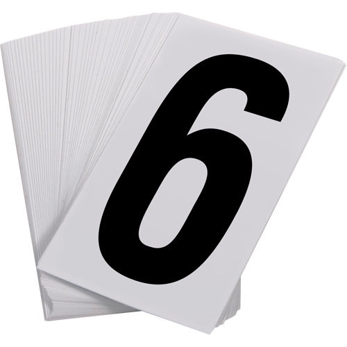 Pressure Sensitive Numbering, 6, 3-1/2" H, Black on White