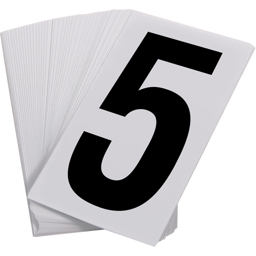 Pressure Sensitive Numbering, 5, 3-1/2" H, Black on White