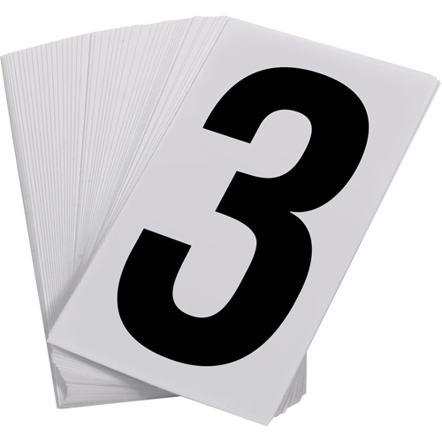 Pressure Sensitive Numbering, 3, 3-1/2" H, Black on White