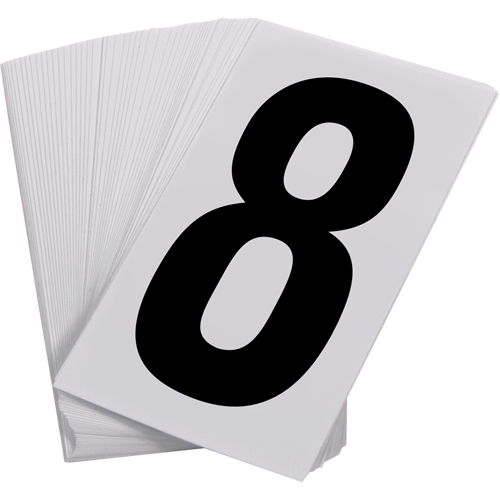 Pressure Sensitive Numbering, 8, 3-1/2" H, Black on Clear