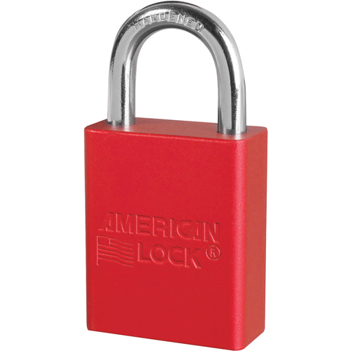 American Lock® Safety Padlock, Red, Keyed Different, Aluminum, 1-1/2" Width