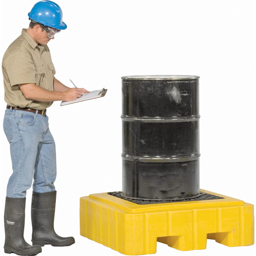 Spill Pallet Plus with Drain, 62 US gal. Spill Capacity, 40" x 40" x 12"