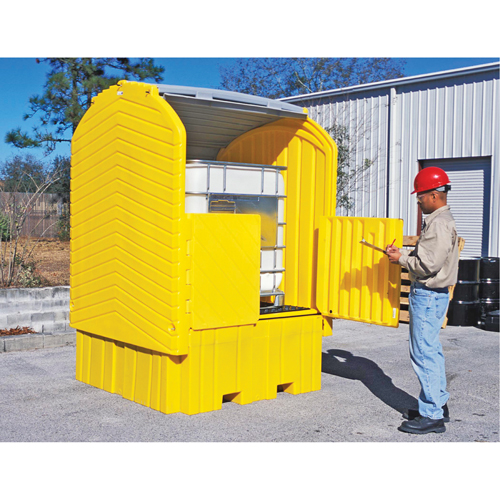 Ultra-IBC Hard Top®Spill Pallet With Drain, 64.5" L x 62" W x 96" H, 8500 lbs. Load Capacity