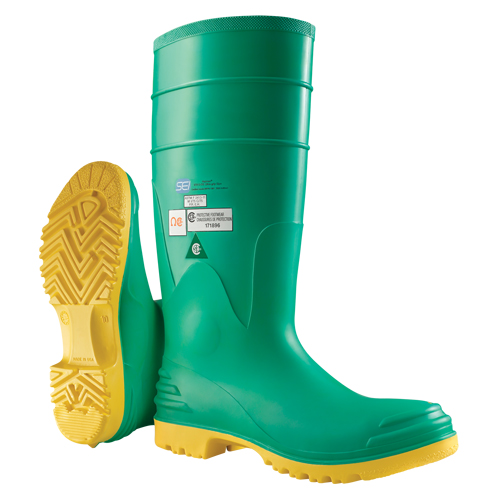 Hazmax® 16" Kneeboot, PVC, Steel Toe, Size 14, Puncture Resistant Sole