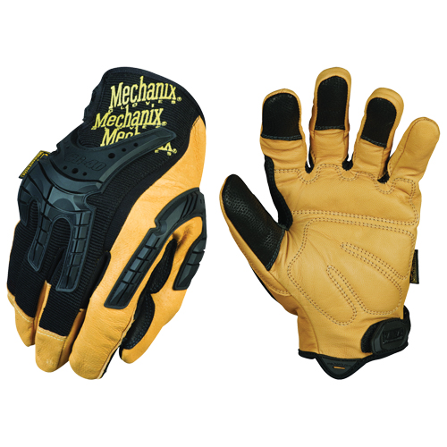 Heavy-Duty Mechanic's Gloves, Grain Leather Palm, Size Large