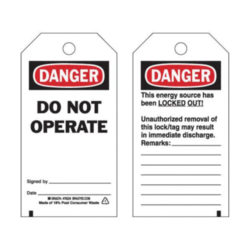 "Danger Do Not Operate" Safety Tags, Polyester, 3" W x 5-3/4" H, English