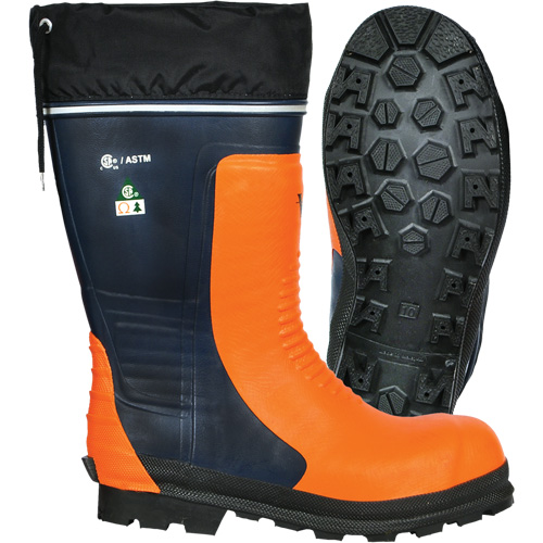 Bushwhacker Chainsaw Boots, Rubber, Steel Toe, Size 9, Puncture Resistant Sole