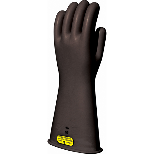 Black Natural Rubber Insulating Gloves, ASTM Class 2, Size 11, 16" L