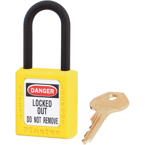 Dielectric Zenex™ Safety Padlock, Yellow, Keyed Different, Thermoplastic, 1-1/2" Width