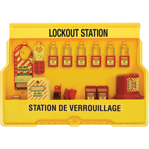Electrical Focus Lockout Stations, Thermoplastic Padlocks, 16 Padlock Capacity, Padlocks Included