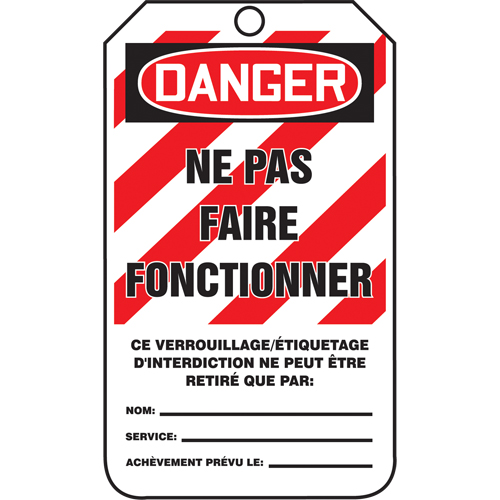 Tags By-The-Roll Lockout Tags, Cardstock, 3" W x 6-1/4" H, French