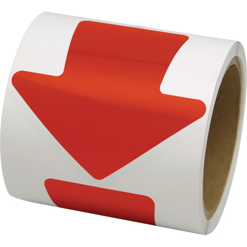 Coloured Floor Marking Decals, Arrow, 4" L x 4" W, Red, Vinyl