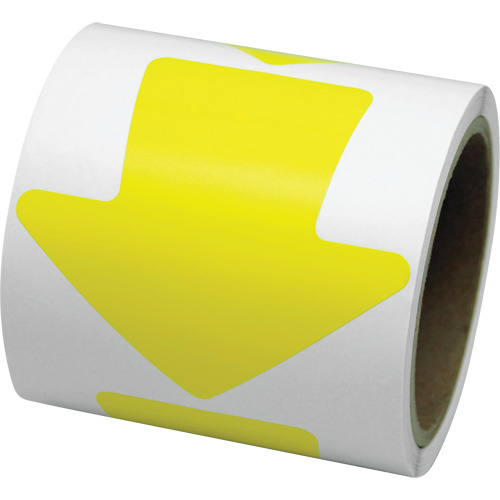 Coloured Floor Marking Decals, Arrow, 4" L x 4" W, Yellow, Vinyl