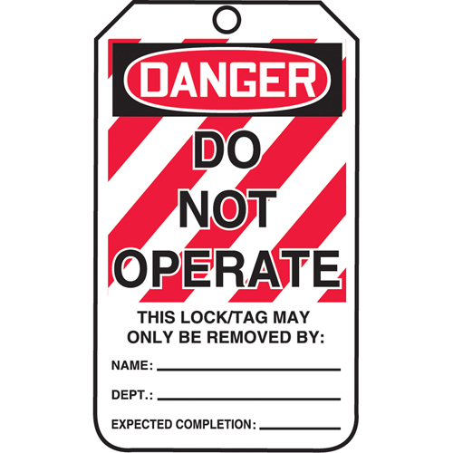 Lockout Tags, Cardstock, 3-1/8" W x 5-7/8" H, English