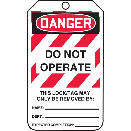 Lockout Tags, Cardstock, 3-1/8" W x 5-7/8" H, English