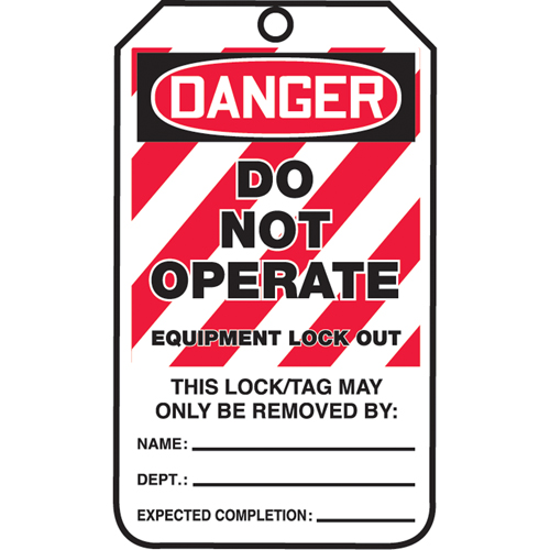 Lockout Tags, Cardstock, 3-1/8" W x 5-7/8" H, English
