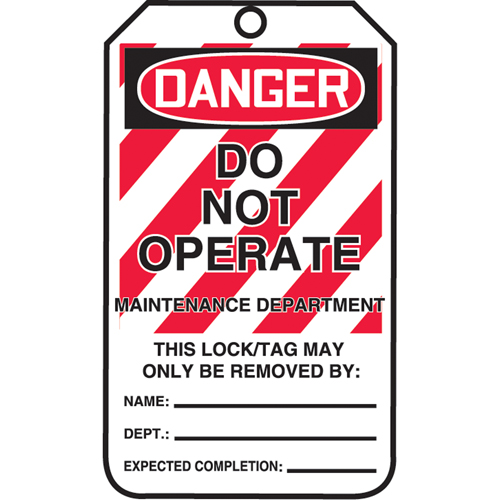 Lockout Tags, Plastic, 3-3/8" W x 5-7/8" H, English
