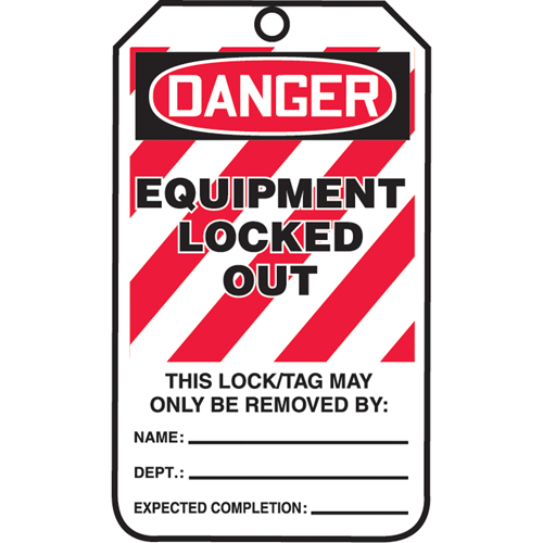 Lockout Tags, Cardstock, 3-1/8" W x 5-7/8" H, English