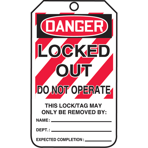 Lockout Tags, Plastic, 3-3/8" W x 5-7/8" H, English
