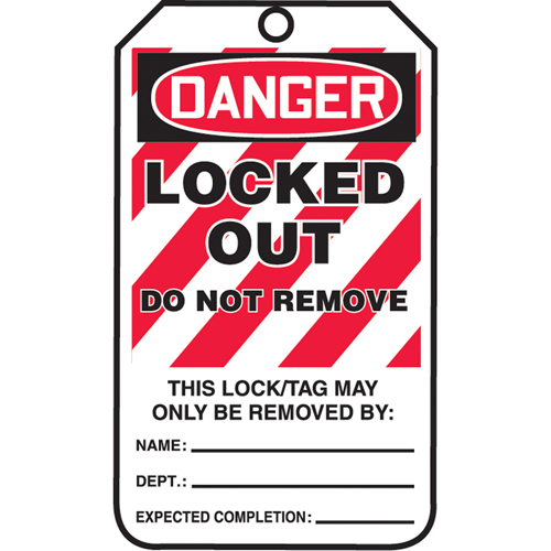 Lockout Tags, Plastic, 3-3/8" W x 5-7/8" H, English