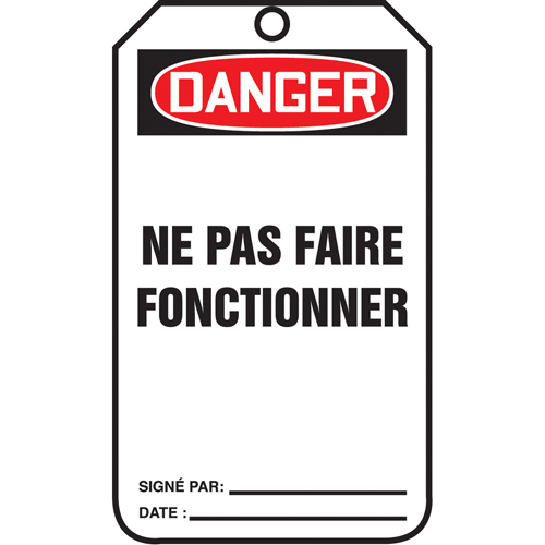 Lockout Tags, Plastic, 3-3/8" W x 5-7/8" H, French