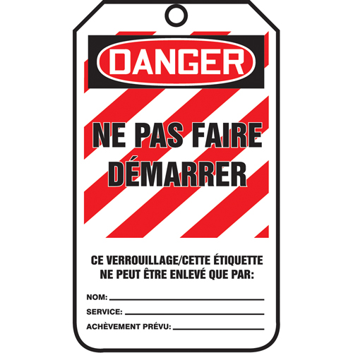 Lockout Tags, Plastic, 3-3/8" W x 5-7/8" H, French