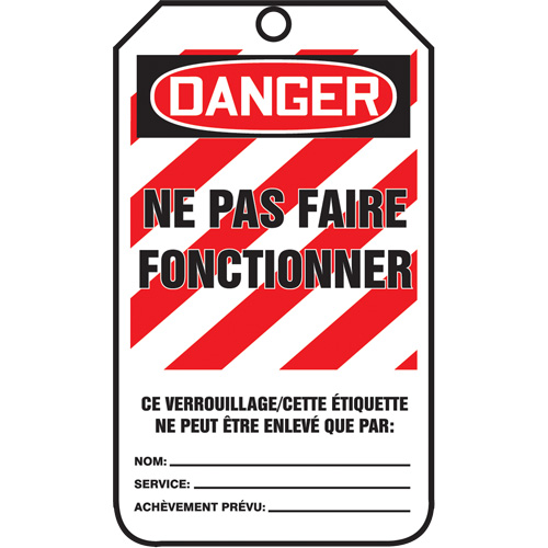 Lockout Tags, Cardstock, 3-1/8" W x 5-7/8" H, French