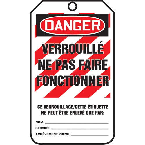 Lockout Tags, Plastic, 3-3/8" W x 5-7/8" H, French