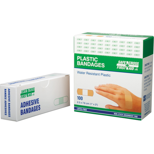 Bandages, Rectangular/Square, 3", Plastic, Sterile