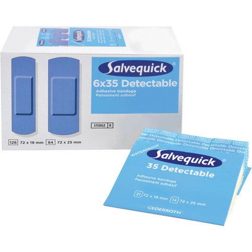 Salvequick® Bandage Dispensing Systems Refills, Rectangular/Square, Plastic Metal Detectable, Sterile