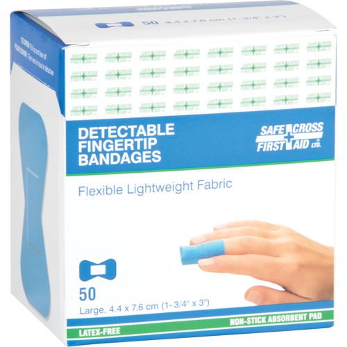 Bandages, Fingertip, 3", Fabric Metal Detectable, Sterile