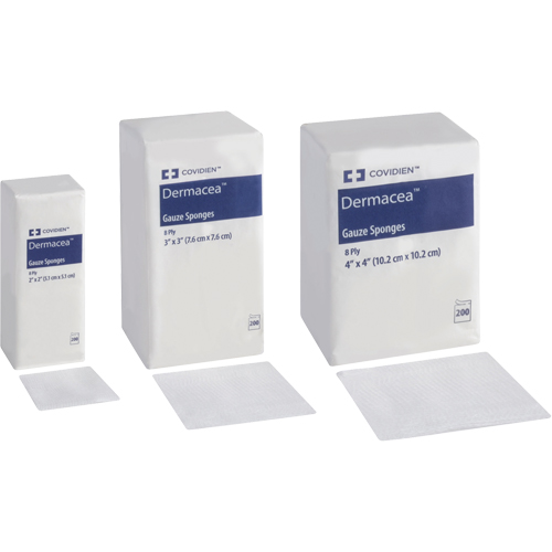 Gauze Sponges, Pad, 3" L x 3" W, Medical Device Class 1