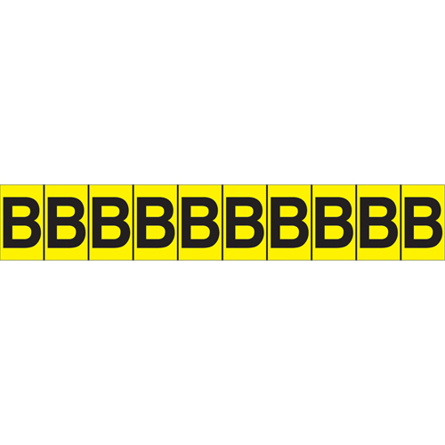 Individual Adhesive Letter Markers, B, 1" H, Black on Yellow