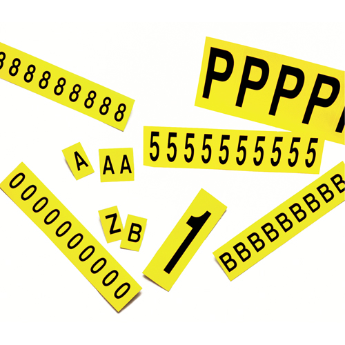 Individual Adhesive Letter Markers, V, 1-15/16" H, Black on Yellow