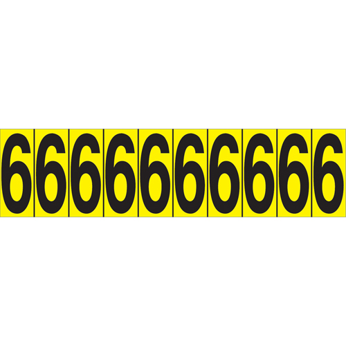Individual Adhesive Number Markers, 6, 1-15/16" H, Black on Yellow