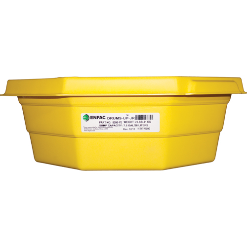 Drums-Up Jr.™ Trays, 22.75" L x 22.75" W x 7.5" H, 7.5 US gal. Spill Capacity